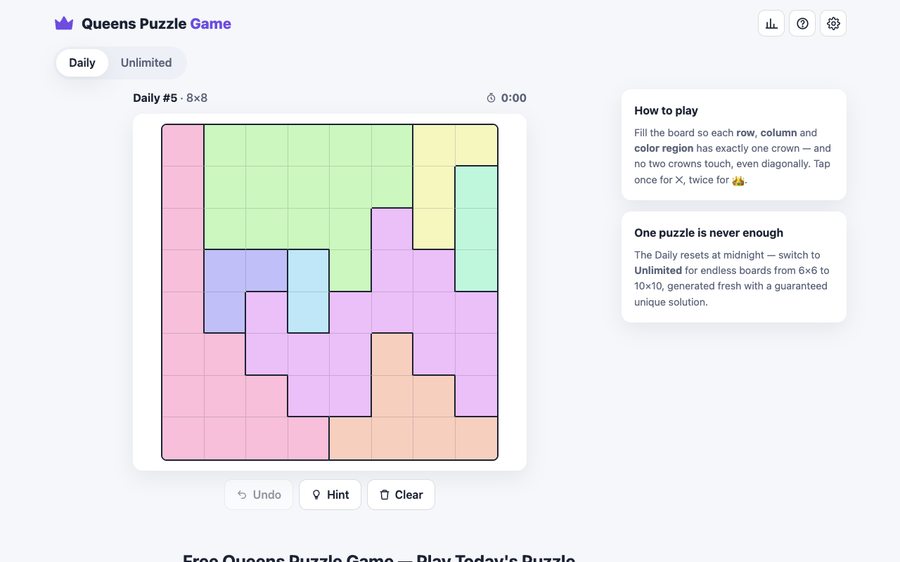 Queens Puzzle Game screenshot 1